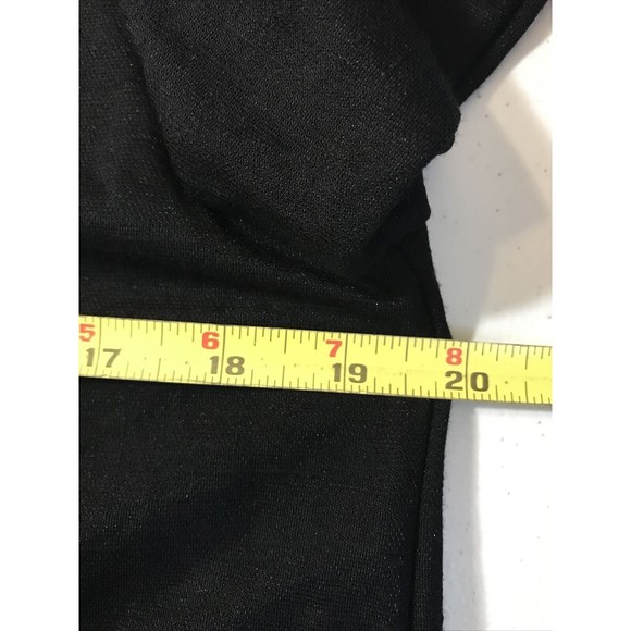 Alfani Womens Blouse Black Pattern Sheer Sz M V-Neck 7” Side Slits Business Top - Picture 8 of 12